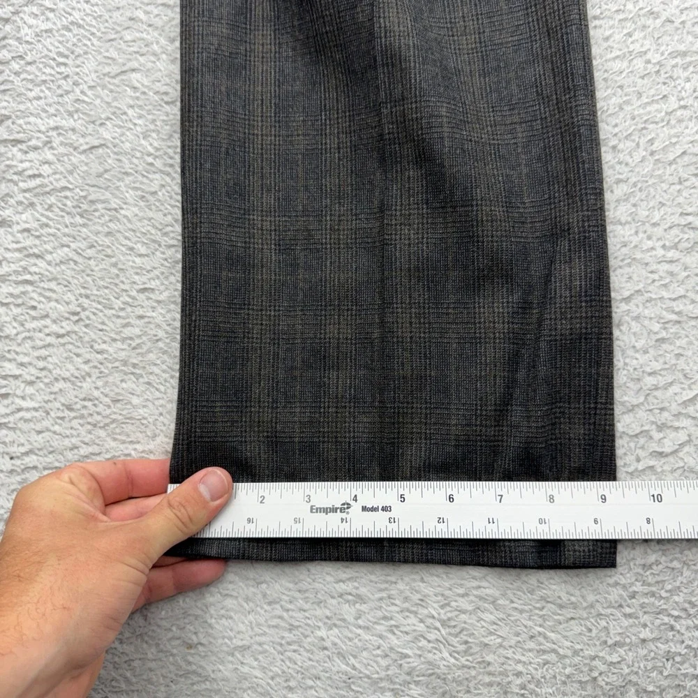 Banana Republic Mens 33x30 Straight Fit 100% Wool Plaid Dress Pants Grey Brown